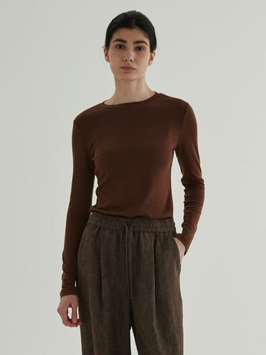 Loose fit Wool Tencel Top _ Brown - STEP AROUND - Modalova