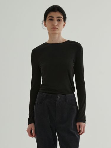 Loose fit Wool Tencel Top _ Black - STEP AROUND - Modalova