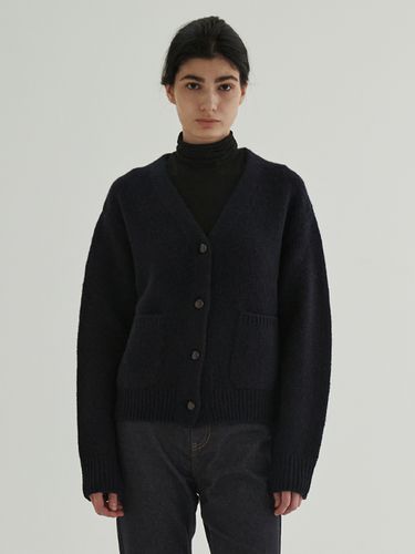 Classic Wool Button Cardigan _ Navy - STEP AROUND - Modalova