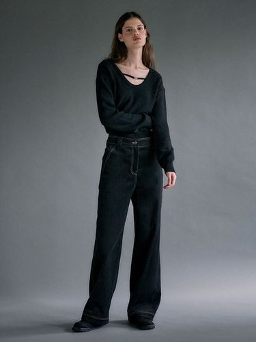 Stitch Point Wide Pants - LOEUVRE - Modalova