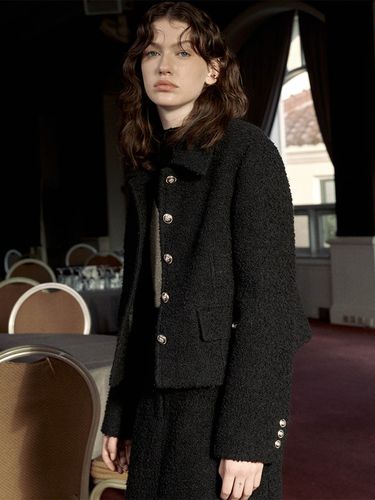 Stan Collar Boucle Jacket - Black - LOEUVRE - Modalova