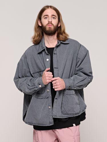 Cutting Denim Shirt Jacket _ Gray - CARGOBROS - Modalova