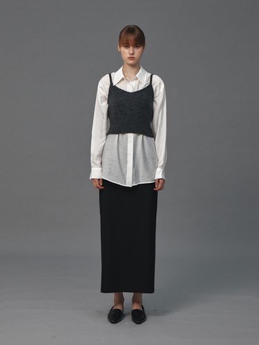 Wool H-Line Long Skirt (Black) - Lemme - Modalova