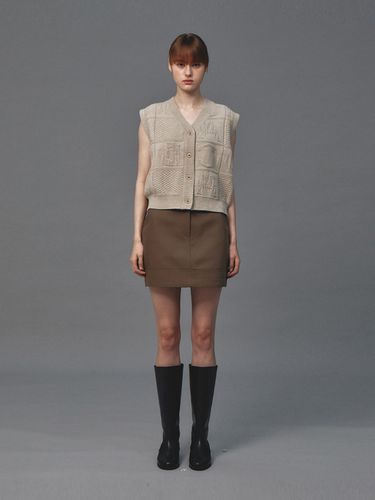 Wool Double Mini Skirt (Ash Brown) - Lemme - Modalova