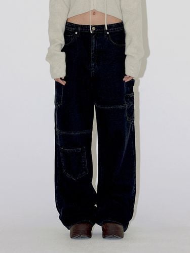 Patched Pocket Denim Pants _ Black - DIAGONAL - Modalova