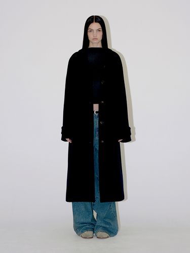 Relaxed Balmacaan Coat _ Navy - DIAGONAL - Modalova