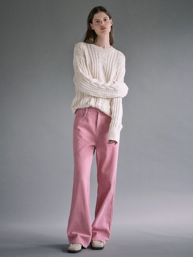 Pigment Corduroy Wide Pants - Pink - LOEUVRE - Modalova