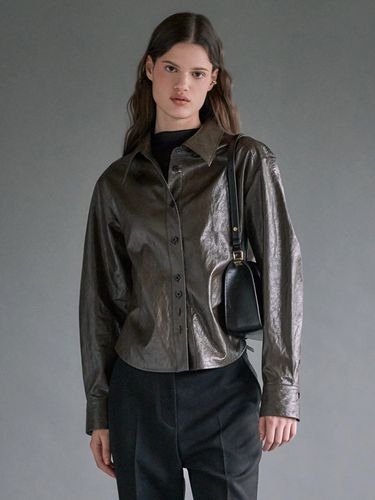 Slim Artificial Leather Shirt - LOEUVRE - Modalova