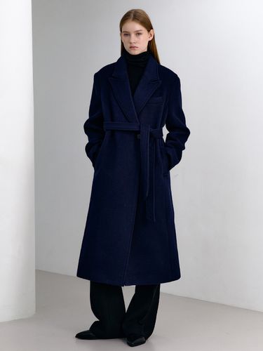 Clatt Belt Long Coat_Navy - OVEOF - Modalova