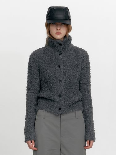 Alpaca Fur Cardigan, Charcoal - STUDIO TABLE - Modalova