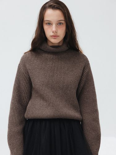 Fine Wool Turtleneck Sweater_Brown - THETIS - Modalova