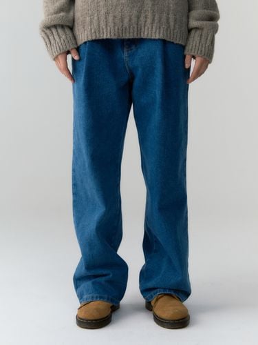 Pintuck Wide Denim Pants - Blue - DEPOUND - Modalova