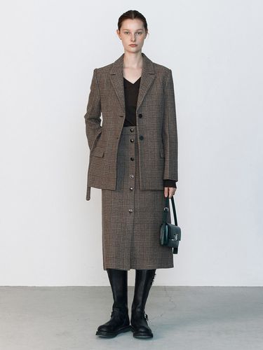 Wool 100% Check Skirt_Brown Check - JOY GRYSON - Modalova