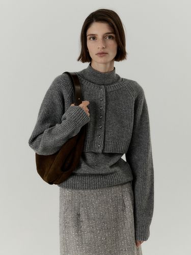 Cashmere Cropped Cardigan_Gray - REBOLD - Modalova