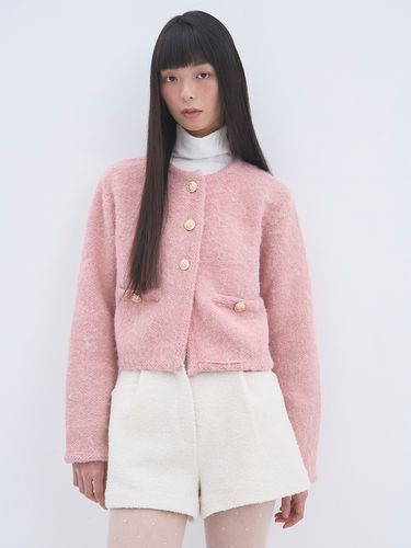 Posh Button Fur Cardigan_Pink - THETIS - Modalova