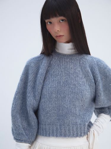 Wool Balloon Hand Sweater_Blue - THETIS - Modalova