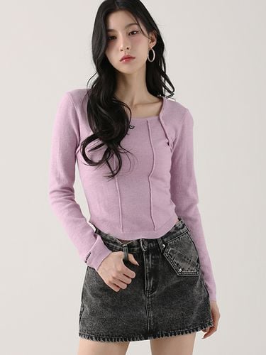 Square Neck Line Crop Long Sleeve Knit - AVANDRESS - Modalova