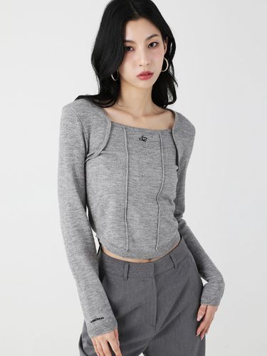 Square Neck Line Crop Long Sleeve Knit () - AVANDRESS - Modalova