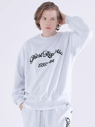 Oversized Cursive 1984 Embroidery Sweatshirt - GHOST REPUBLIC - Modalova