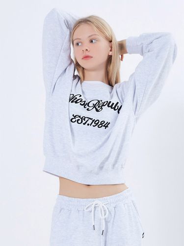 Cursive 1984 Embroidery Cropped Sweatshirt - GHOST REPUBLIC - Modalova