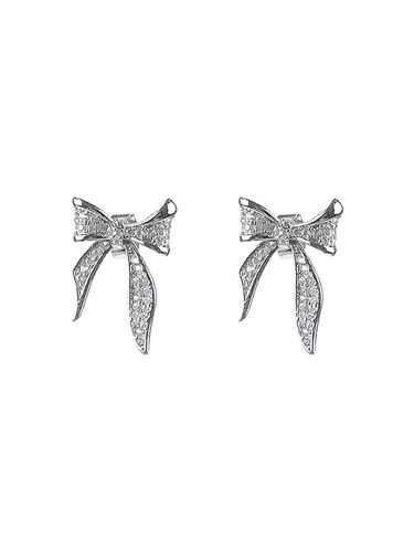 Drop Ribbon Cubic Earring - VVV - Modalova