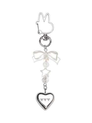 Pearl Ribbon Heart Logo Keyring - VVV - Modalova