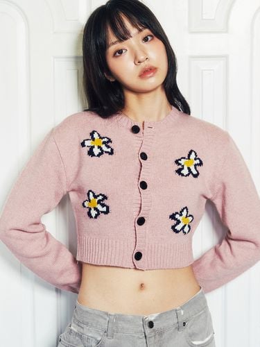 Cropped Flower Cardigan - Pink - MISTERCHILD - Modalova