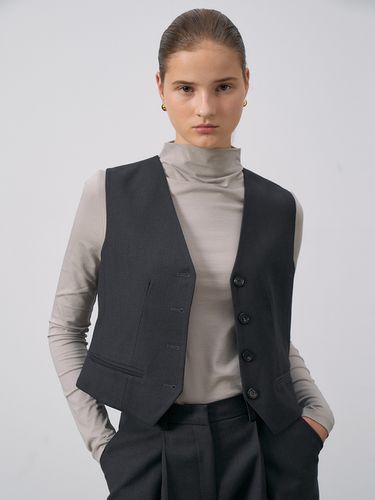 Solid Button Vest - RENEJ - Modalova