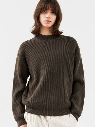 Basic Mock Neckline Oversized Knit Top_Khaki - Trip LE Sens - Modalova