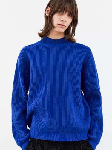 Basic Mock Neckline Oversized Knit Top_Cobalt Blue - Trip LE Sens - Modalova