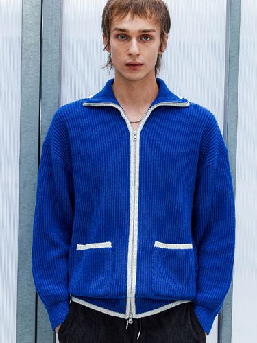 Two Way Combination Wool Zip Up Knit Top_Blue - Trip LE Sens - Modalova