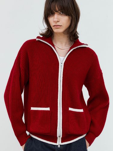 Two Way Combination Wool Zip Up Knit Top_Red - Trip LE Sens - Modalova