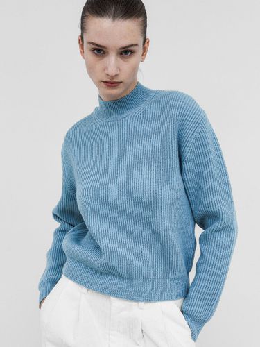 Basic Mock Neckline Oversized Knit Top_Blue - Trip LE Sens - Modalova