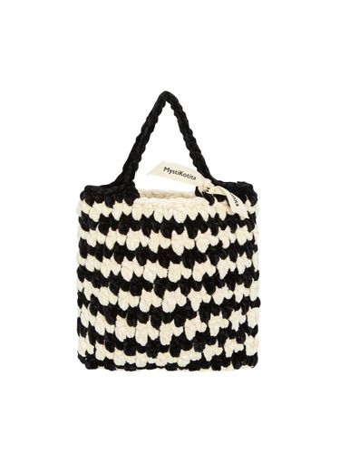 Houndstooth Check Velvet Tote Bag_Black - MystiKotita - Modalova