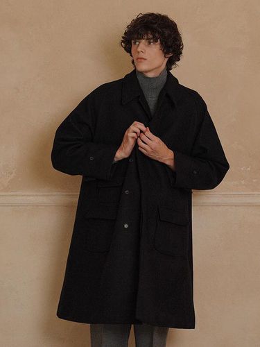 Wool Raglan Balmacaan Coat - Black - Bellief - Modalova