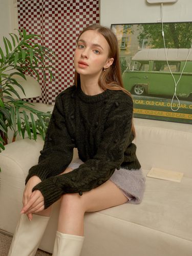 Fluffy Ball Wool Knit_Black - bibyseob - Modalova