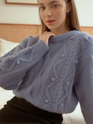 Fluffy Ball Wool Knit_Ash Blue - bibyseob - Modalova