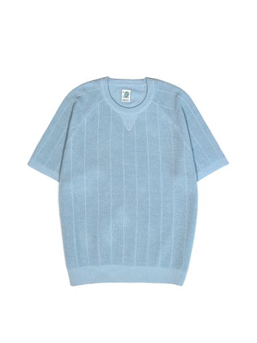 Raglan Waffle Stripe Half Sleeve Knit Sweater - IOEDLE - Modalova