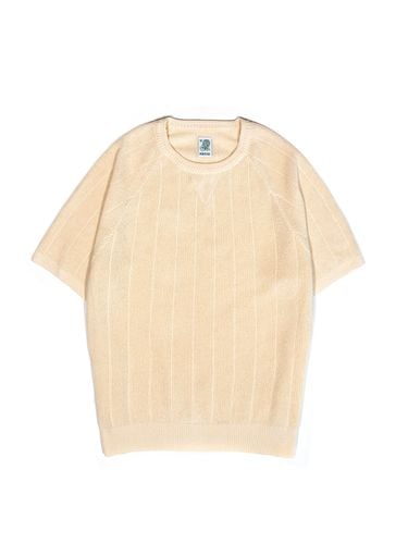 Raglan Waffle Stripe Half Sleeve Knit Sweater - IOEDLE - Modalova