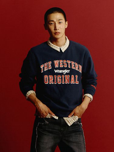 Western Lettering Sweatshirt _ Navy - Wrangler - Modalova