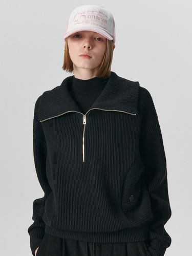 Ribbed Half Zip-up Sweatshirt_Black - CITYBREEZE - Modalova