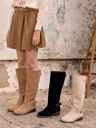 Area Suede Belt Long Boots (3 Colors) - SHOEHI - Modalova