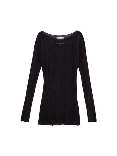 Boat Neck Long Knit Pullover, Black - Matin Kim - Modalova