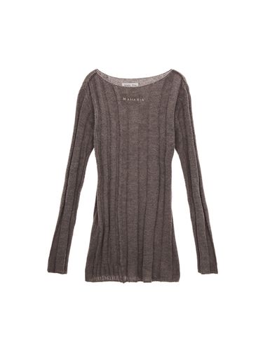 Boat Neck Long Knit Pullover - Matin Kim - Modalova