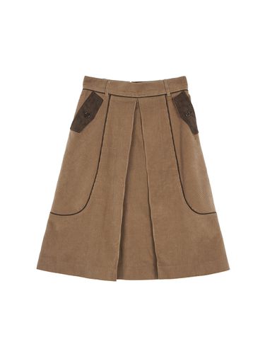 Corduroy Tuck Detailed Midi Skirt - Matin Kim - Modalova