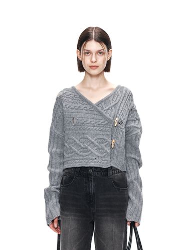 Cable Shawl Cardigan_Grey - Matin Kim - Modalova