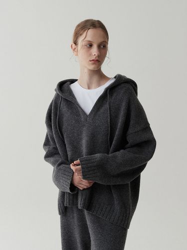 Loose Hoody Wool Pullover-Charcoal - ODER - Modalova