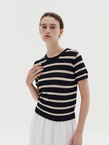 Stripe Half Pullover-Navy - ODER - Modalova