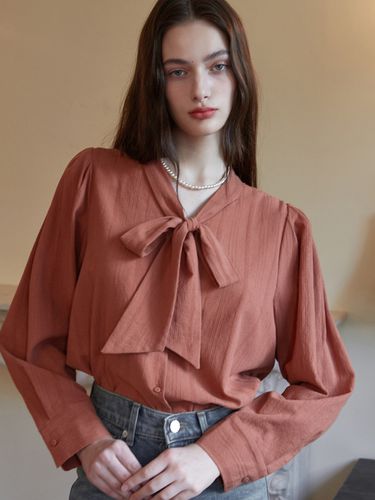 Cotton Tie Blouse - Brick - EIGHT DAYS A WEEK - Modalova