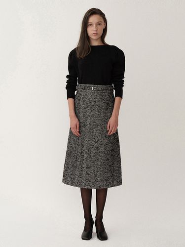 Herringbone A-line Belt Skirt - KINDERSALMON - Modalova